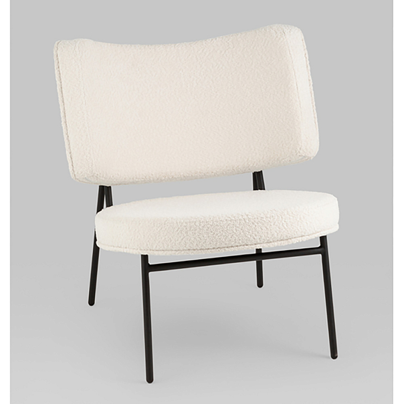 Мини-кресло District Lounge букле белый Белый Черный в Москве | Loft Concept 