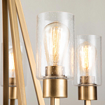 Люстра цвета латунь с 5-ю цилиндрическими плафонами из прозрачного пузырчатого стекла Kichler варинант исполнения - 4 | Loft Concept в Москве