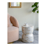 Приставной столик с мозаичным рисунком из раковин устриц Bone Inlay варинант исполнения - 6 | Loft Concept в Москве