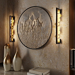 Бра вертикальное черного цвета с золотыми кругами и квадратами Gravyura варинант исполнения - 6 | Loft Concept в Москве