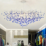 Люстра овальная с синими стеклянными подвесками в форме капель FAIRYTREE Light варинант исполнения - 4 | Loft Concept в Москве