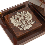 Настольный письменный набор с часами в виде пирамиды из природного камня обсидиана Pyramid of Time варинант исполнения - 3 | Loft Concept в Москве