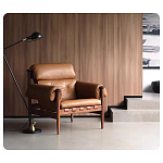 Кресло с деревянным каркасом и обивкой из натуральной кожи Medieval Furniture варинант исполнения - 3 | Loft Concept в Москве