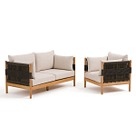 Садовый диван из тикового дерева и веревок Оreon варинант исполнения - 6 | Loft Concept в Москве