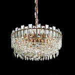 Круглая люстра с хрустальными подвесками на золотистом каркасе Gorgeous Crystal Light варинант исполнения - 6 | Loft Concept в Москве