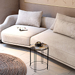 Стол журнальный круглый со столешницей из стекла Gold and Black Marble варинант исполнения - 5 | Loft Concept в Москве