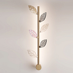 Бра с золотистой вертикальной трубкой и декоративными прозрачными листьями из стекла Sylva  варинант исполнения - 2 | Loft Concept в Москве