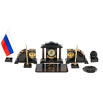 Настольный письменный набор с часами из природного камня обсидиана National Еmblem варинант исполнения - 1 | Loft Concept в Москве