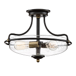 Потолочный светильник со стеклянным плафоном на изогнутых кронштейнах Quoizel  варинант исполнения - 15 | Loft Concept в Москве