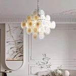 Люстра  с каскадом из круглых декоративных элементов  White Clear Glass Chandelier варинант исполнения - 3 | Loft Concept в Москве