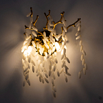 Бра золотого цвета с ветвями и белыми овальными стеклянными подвесками Droplet Chandelier варинант исполнения - 2 | Loft Concept в Москве