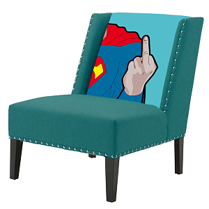 FUN Armchair "Superman fuck off" Turquoise Дизайнерское кресло с цветным принтом