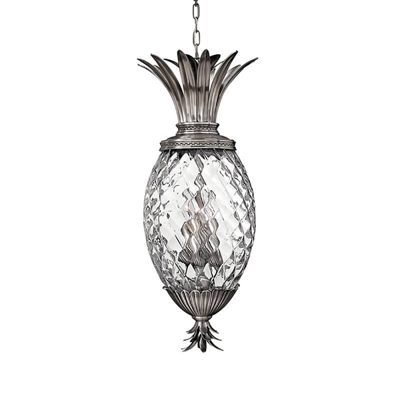  Подвесной светильник в форме ананаса с граненым стеклянным плафоном Hinkley Никель Прозрачное Стекло в Москве | Loft Concept 