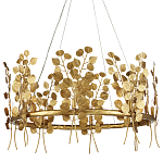 Люстра круглая золотая с декором в виде веток эвкалипта Eucalyptus Branches варинант исполнения - 1 | Loft Concept в Москве