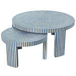 Комплект журнальных столов с инкрустацией Stripes Set of two tables blue варинант исполнения - 1 | Loft Concept в Москве