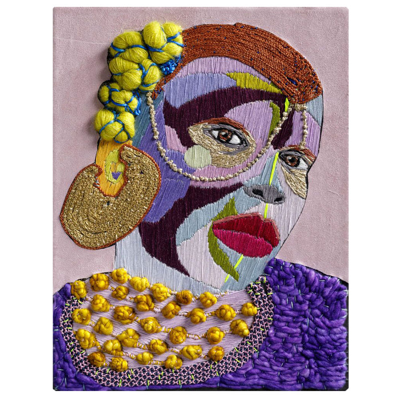 Картина с вышивкой Портрет wall panel People with the yellow ear 4 Фиолетовый Терракотовый Картина с вышивкой Портрет wall panel People with the yellow ear 4 Фиолетовый Терракотовый в Москве | Loft Concept