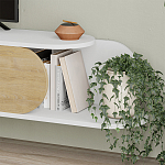 ТВ-тумба подвесная белая с полкой и откидной дверцей цвета древесины TONE TV STAND WHITE варинант исполнения - 4 | Loft Concept в Москве