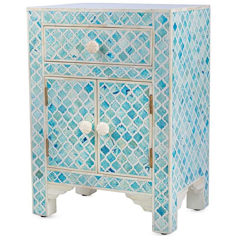  Ocean Blue Bone Inlay Bedside Cabinet 1 DRAWER ̆ ivory (   )   | Loft Concept 