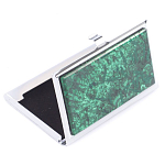 Визитница карманная металлическая с накладкой из натурального камня Малахит Stone Business Card Holders  варинант исполнения - 2 | Loft Concept в Москве