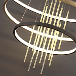 Люстра подвесная с 3-мя круглыми подвесами в черном и золотистом цвете и вертикальными подвесками Ring Horizontal варинант исполнения - 3 | Loft Concept в Москве