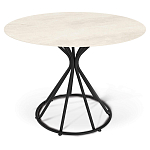 Стол обеденный с круглой керамической столешницей песчаного цвета Sand Ceramics варинант исполнения - 1 | Loft Concept в Москве