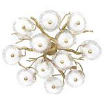 Потолочная люстра круглая ветвистыми бронзовыми элементами и стеклянными рифлеными дисками Textured Glass Chandelier варинант исполнения - 1 | Loft Concept в Москве