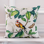 Декоративная подушка бежевая с изображением птица в саду Blooming Birds варинант исполнения - 2 | Loft Concept в Москве