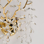 Бра золотого цвета с декоративными ветвями и прозрачными подвесками в форме листьев Droplet Chandelier варинант исполнения - 6 | Loft Concept в Москве