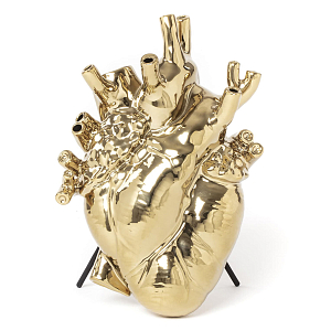 Ваза Seletti Love in Bloom gold porcelain heart vase