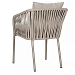 Стул серо-бежевый с декоративным плетением на спинке и подлокотниках Chair Weave варинант исполнения - 5 | Loft Concept в Москве