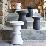 Приставной стол из искусственного камня Chess White варинант исполнения - 3 | Loft Concept в Москве