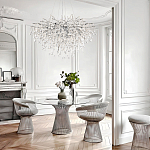 Люстра подвесная с прозрачными стеклянными подвесками в форме капель Диаметр 80 см Droplet Chandelier варинант исполнения - 11 | Loft Concept в Москве