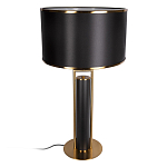Настольная лампа с чёрным тканевым абажуром и металлическим корпусом золотого цвета Golden Arc варинант исполнения - 2 | Loft Concept в Москве