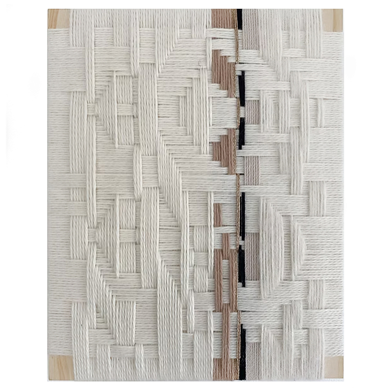 Текстильное панно ручной работы из хлопкового шнура wall panel line beige Коричневый Молочный в Москве | Loft Concept 