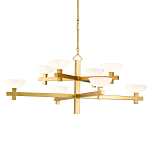 Люстра золотая с 8-ю молочными плафонами в виде чаши Tiers of Clear Lines варинант исполнения - 1 | Loft Concept в Москве