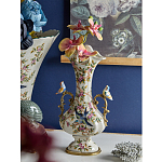 Ваза белого цвета из фарфора с цветочным рисунком и бронзовыми ручками с фигурками птиц Eden Garden porcelain and bronze варинант исполнения - 2 | Loft Concept в Москве