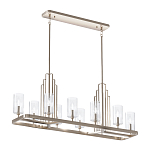 Люстра прямоугольная цвета латунь с прозрачными рифлеными цилиндрическими плафонами Kichler варинант исполнения - 11 | Loft Concept в Москве