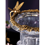 Ваза из прозрачного стекла на бронзовой подставке с ободком и ручками в виде стрекоз Eden Garden варинант исполнения - 5 | Loft Concept в Москве