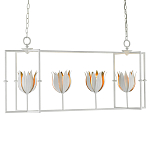 Люстра белая прямоугольная с абажурами в виде цветков тюльпана White Tulips варинант исполнения - 2 | Loft Concept в Москве