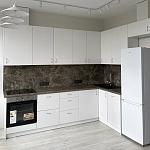 Угловой кухонный гарнитур белый и столешница под мрамор Gene Kitchen Set варинант исполнения - 1 | Loft Concept в Москве