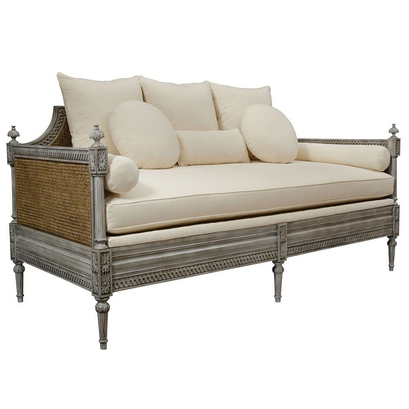 French Cane Sofa Daybed ivory (   )  -̆   | Loft Concept 