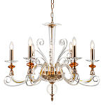 Люстра с 6-ю лампочками и изогнутыми прозрачными элементами из стекла Twisted Glass Candles Chandelier варинант исполнения - 1 | Loft Concept в Москве