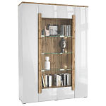 Шкаф-витрина с белым глянцевым фасадом 4-х дверная Grace of Furniture варинант исполнения - 1 | Loft Concept в Москве