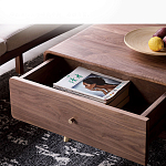 Кофейный стол из дерева с ящиком и нишей для хранения Coffee Walnut Table варинант исполнения - 7 | Loft Concept в Москве