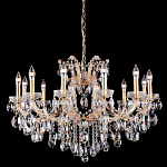 Люстра подвесная с 12-ю лампочками и прозрачными хрустальными подвесками на основании золотого цвета Crystal lamps варинант исполнения - 1 | Loft Concept в Москве