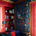 Обои с вышивкой ручной работы Flora Rio colourway on Liso Pine wool sateen варинант исполнения - 1 | Loft Concept в Москве