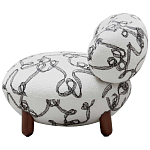 Кресло без подлокотников на деревянных ножках белое с вышивкой Sharp Armchair варинант исполнения - 2 | Loft Concept в Москве