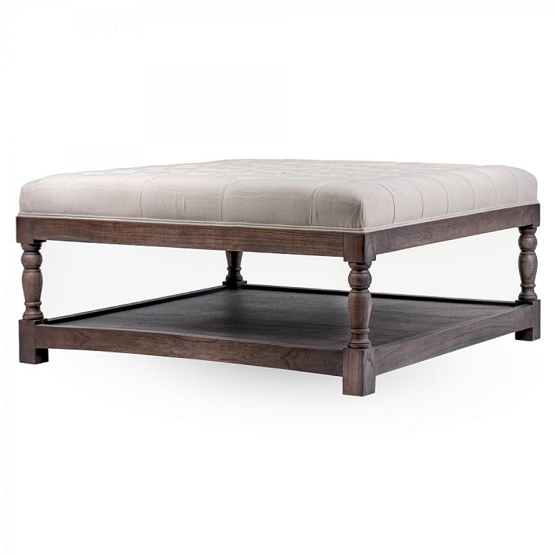  Coffee Table Ottoman linen and oak wood ivory (   )  -̆   | Loft Concept 