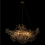 Подвесная люстра в виде ветвей деревьев золотого цвета с прозрачными подвесками-каплями 10 и 14 ламп Droplet Chandelier варинант исполнения - 2 | Loft Concept в Москве