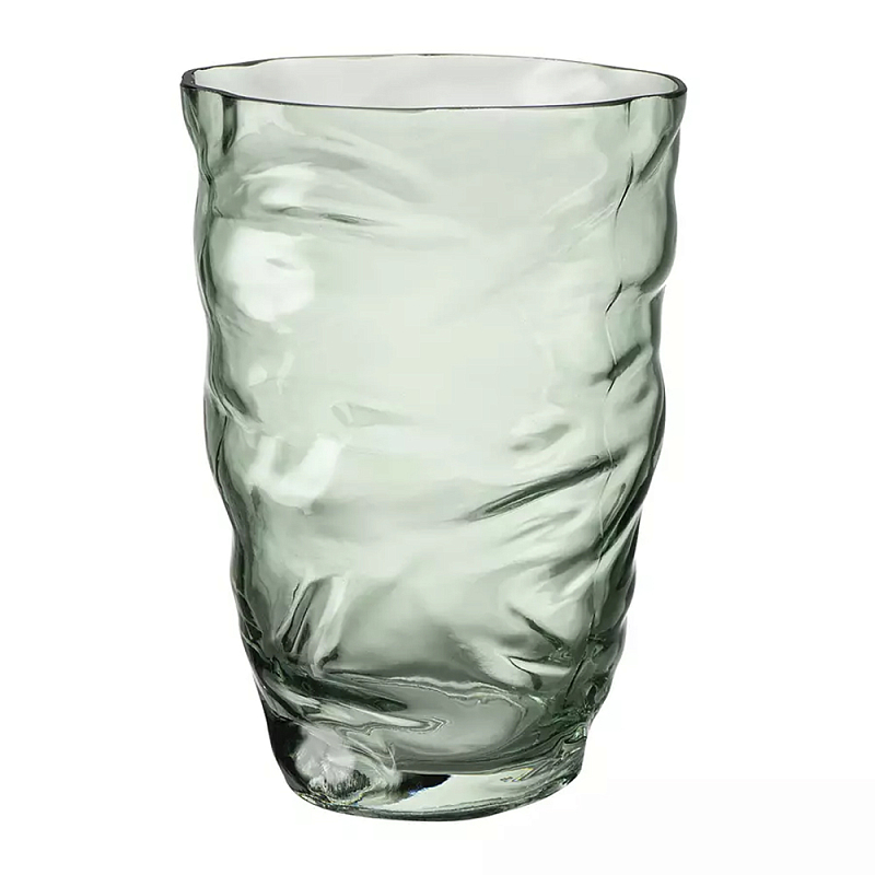 Ваза стеклянная фактурная Crumpled Vase 20 см Зеленый Серый Ваза стеклянная фактурная Crumpled Vase 20 см Зеленый Серый в Москве | Loft Concept